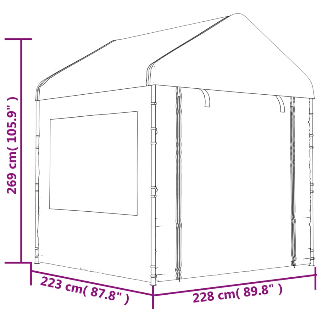 Foișor cu acoperiș, alb, 2,28x2,23x2,69 m, polietilenă