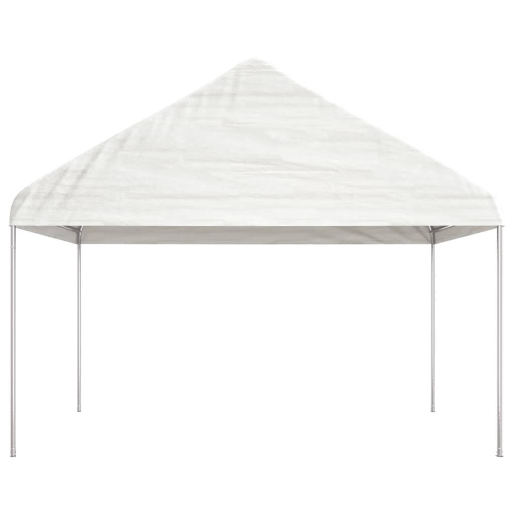 vidaXL Foișor cu acoperiș, alb, 4,08x2,23x3,22 m, polietilenă