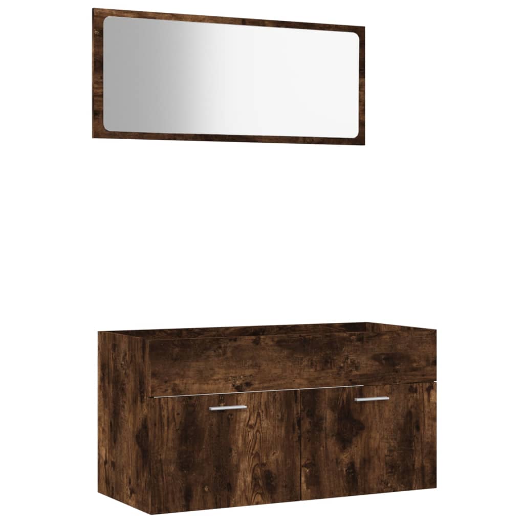 Bathroom furniture set, 2 pieces, smoky oak, processed wood