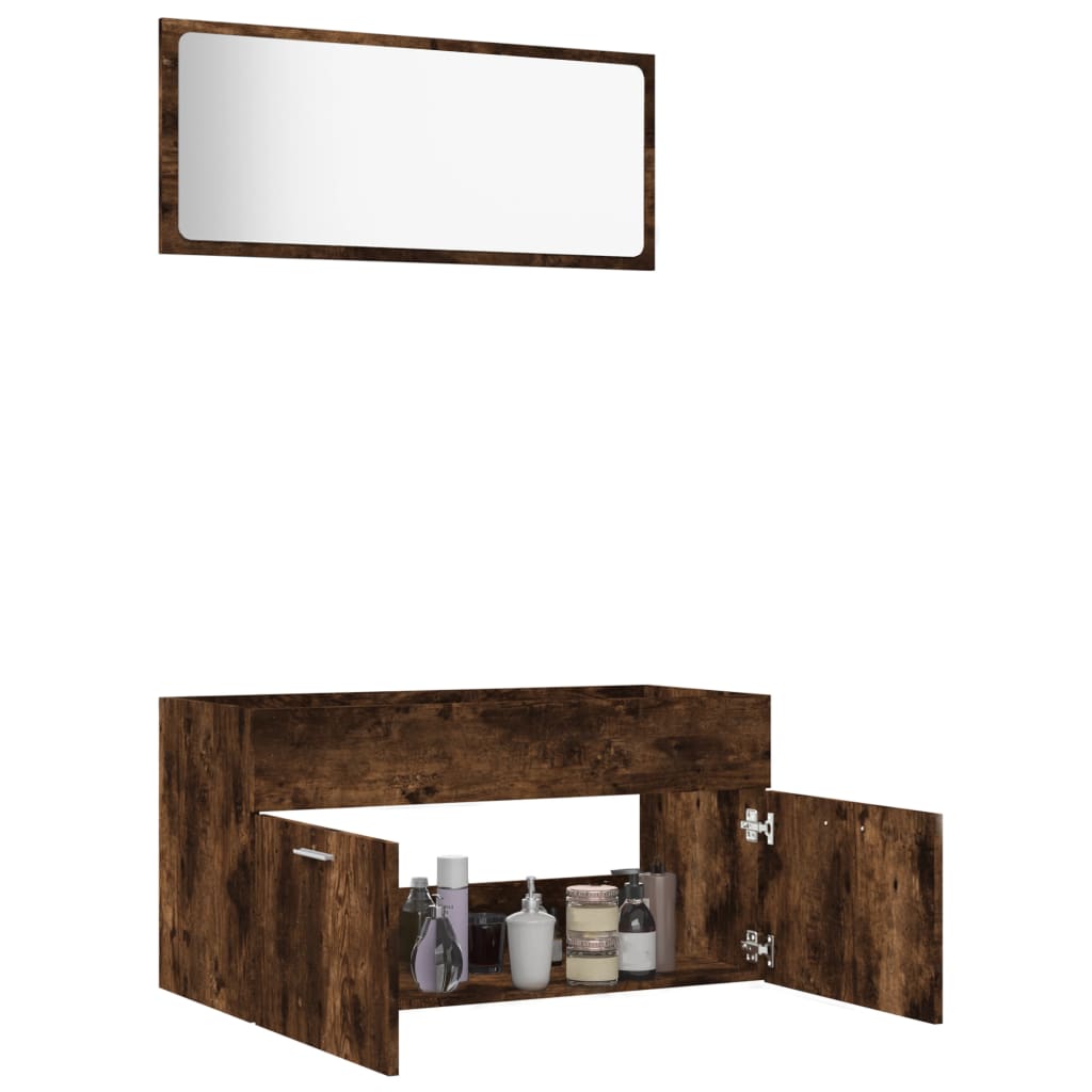 Bathroom furniture set, 2 pieces, smoky oak, processed wood