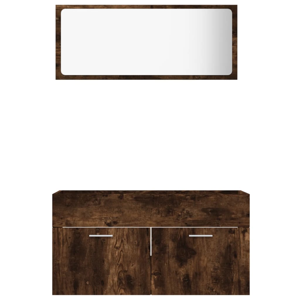Bathroom furniture set, 2 pieces, smoky oak, processed wood