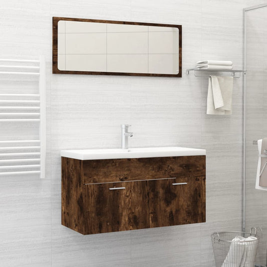 Bathroom furniture set, 2 pieces, smoky oak, processed wood