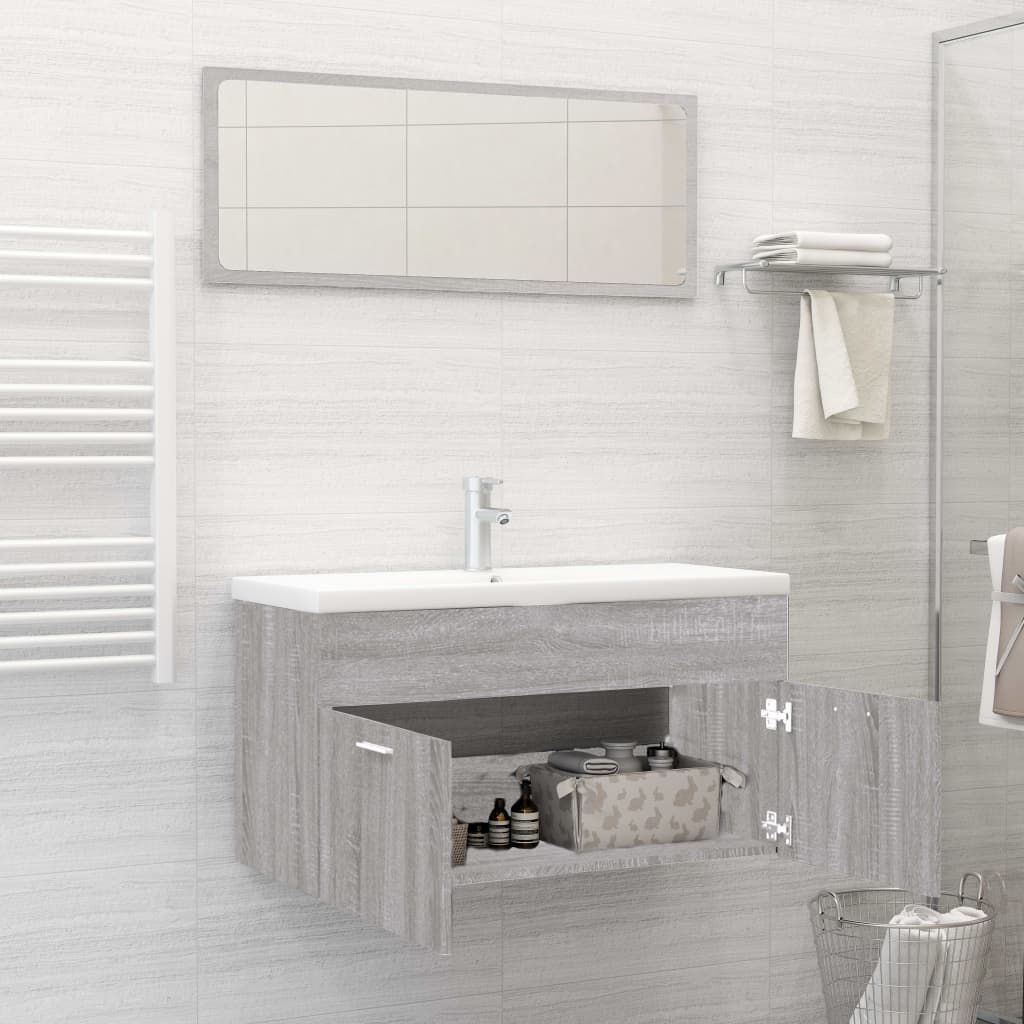 Bathroom furniture set, 2 pieces, sonoma gray, processed wood