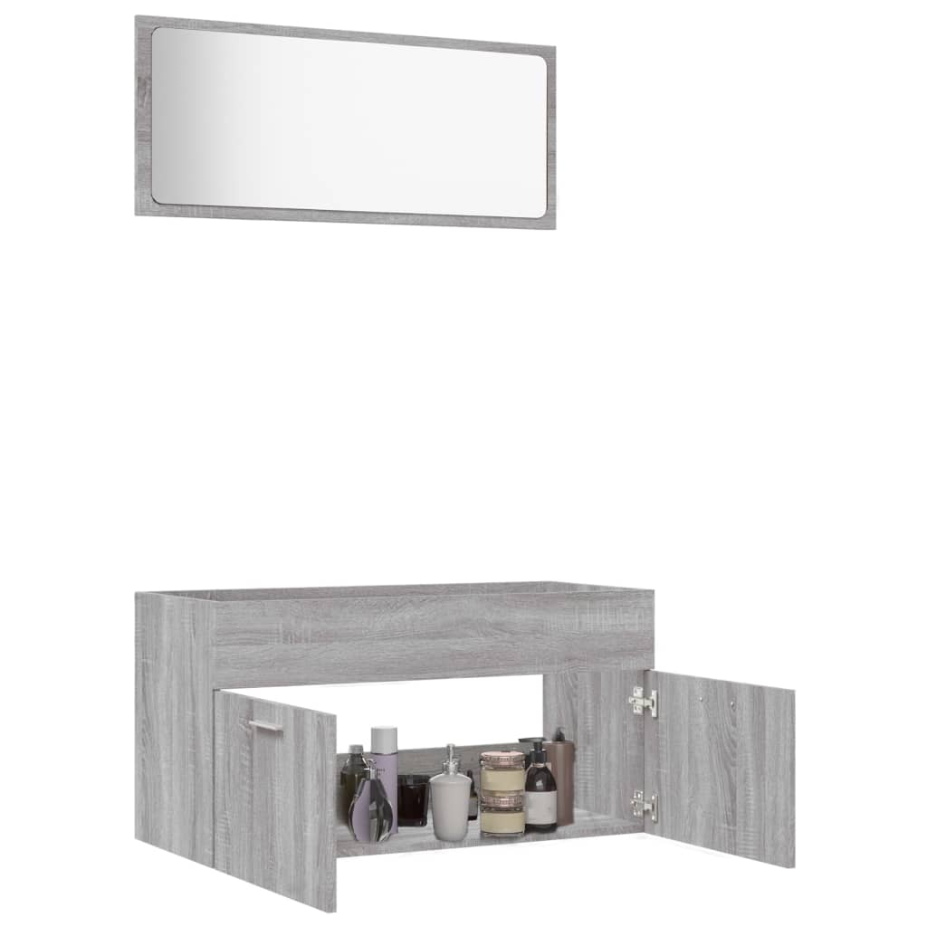 Bathroom furniture set, 2 pieces, sonoma gray, processed wood