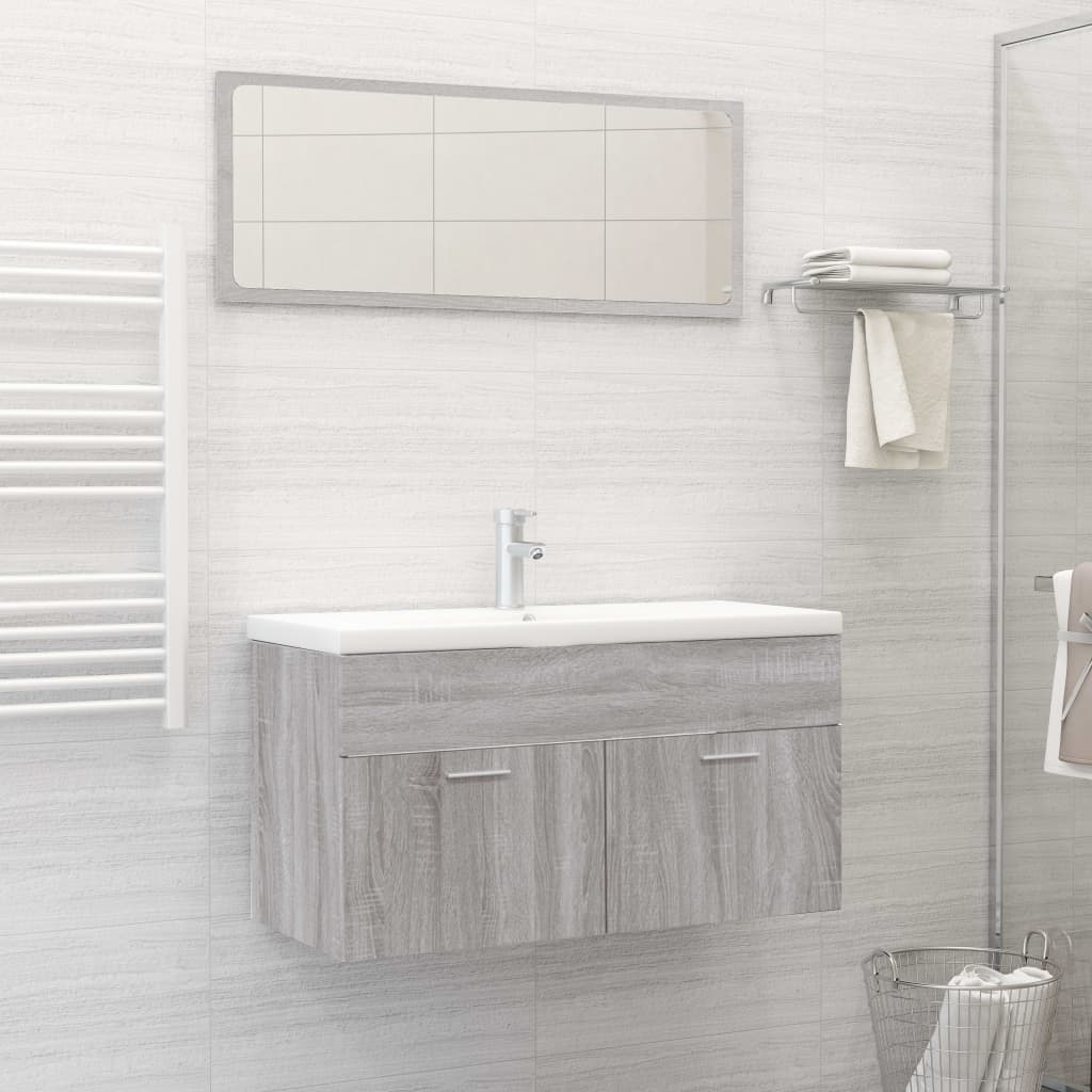 Bathroom furniture set, 2 pieces, sonoma gray, processed wood
