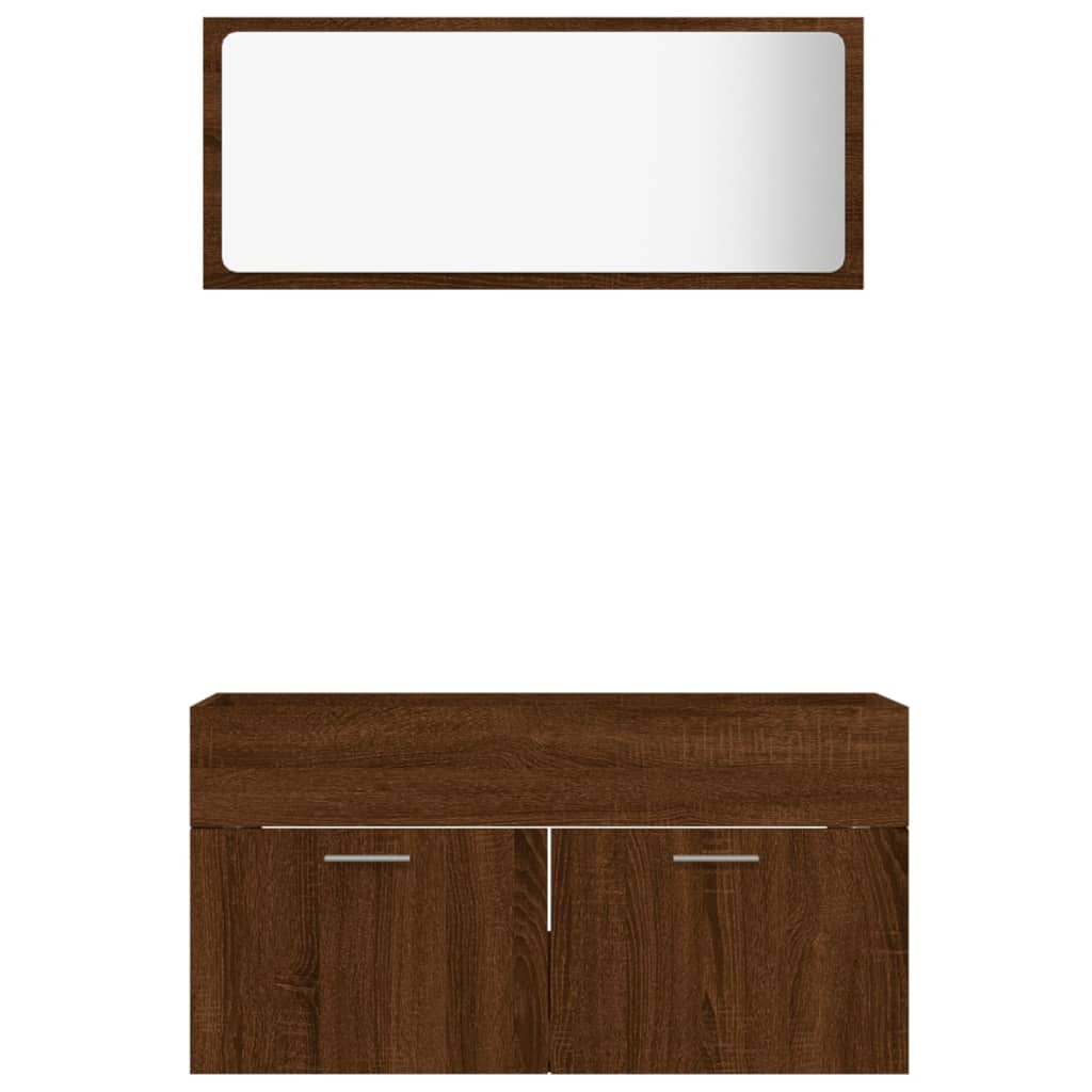 Bathroom furniture set, 2 pieces, brown oak, processed wood