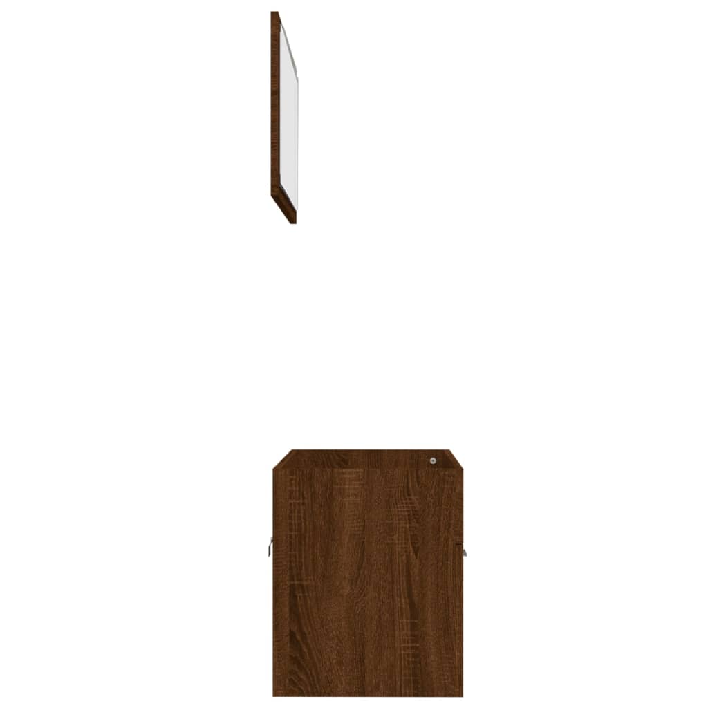 Bathroom furniture set, 2 pieces, brown oak, processed wood