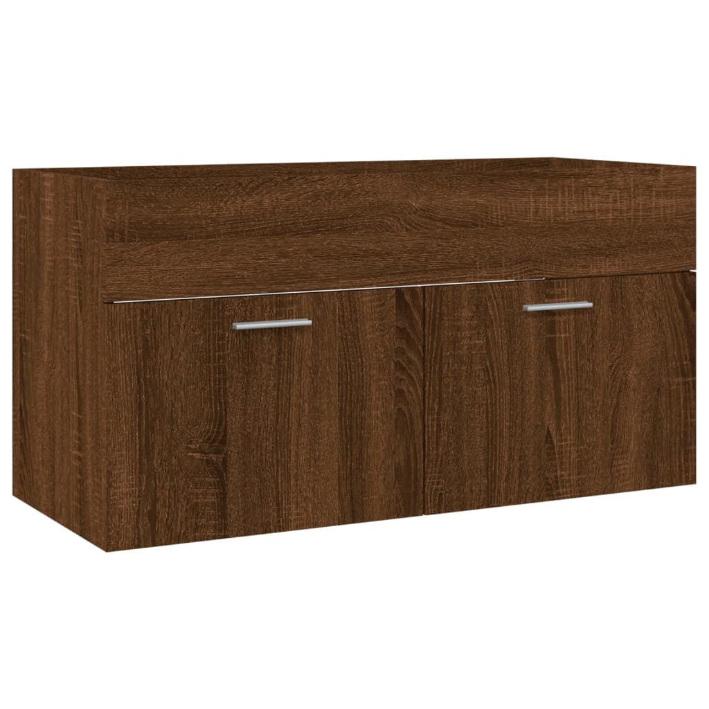 Bathroom furniture set, 2 pieces, brown oak, processed wood