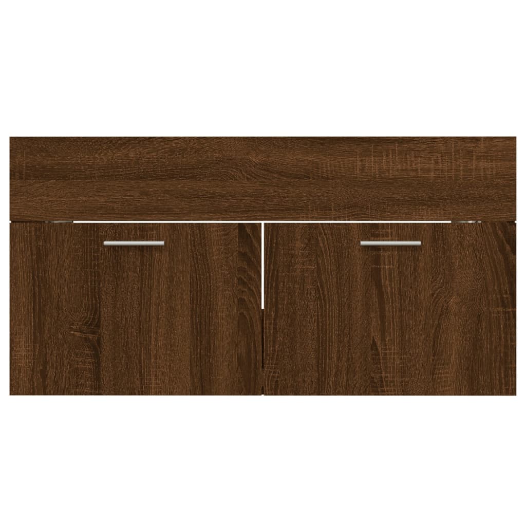 Bathroom furniture set, 2 pieces, brown oak, processed wood