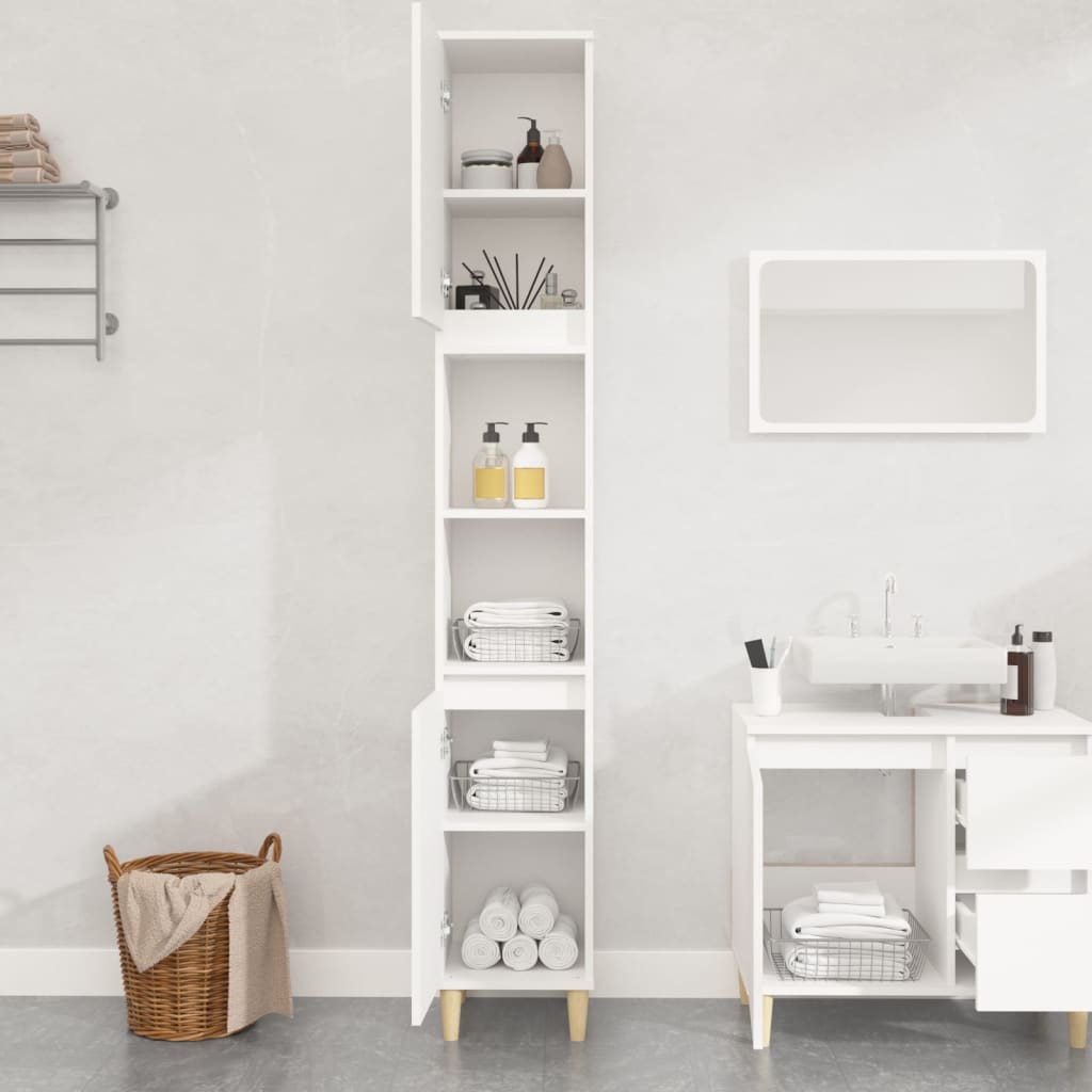 Bathroom cabinet, white, 30x30x190 cm, processed wood