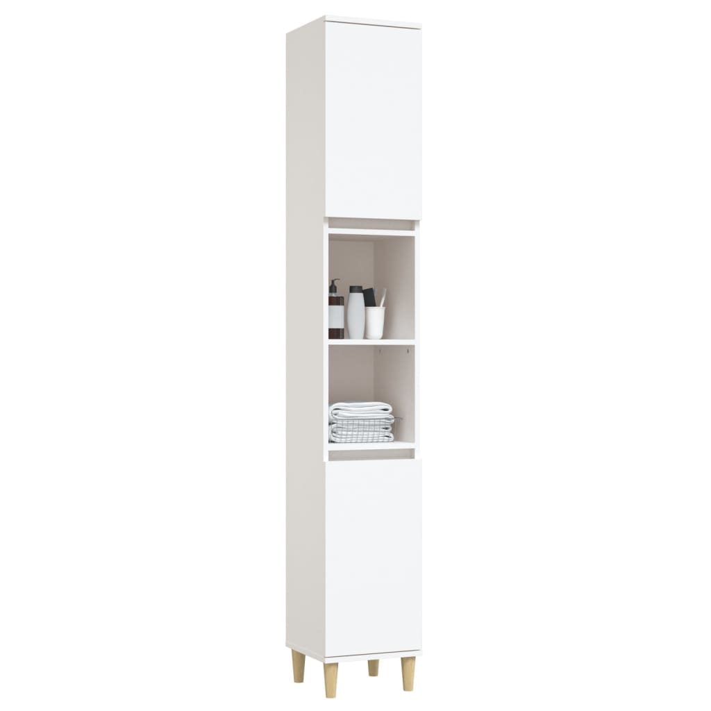 Bathroom cabinet, white, 30x30x190 cm, processed wood