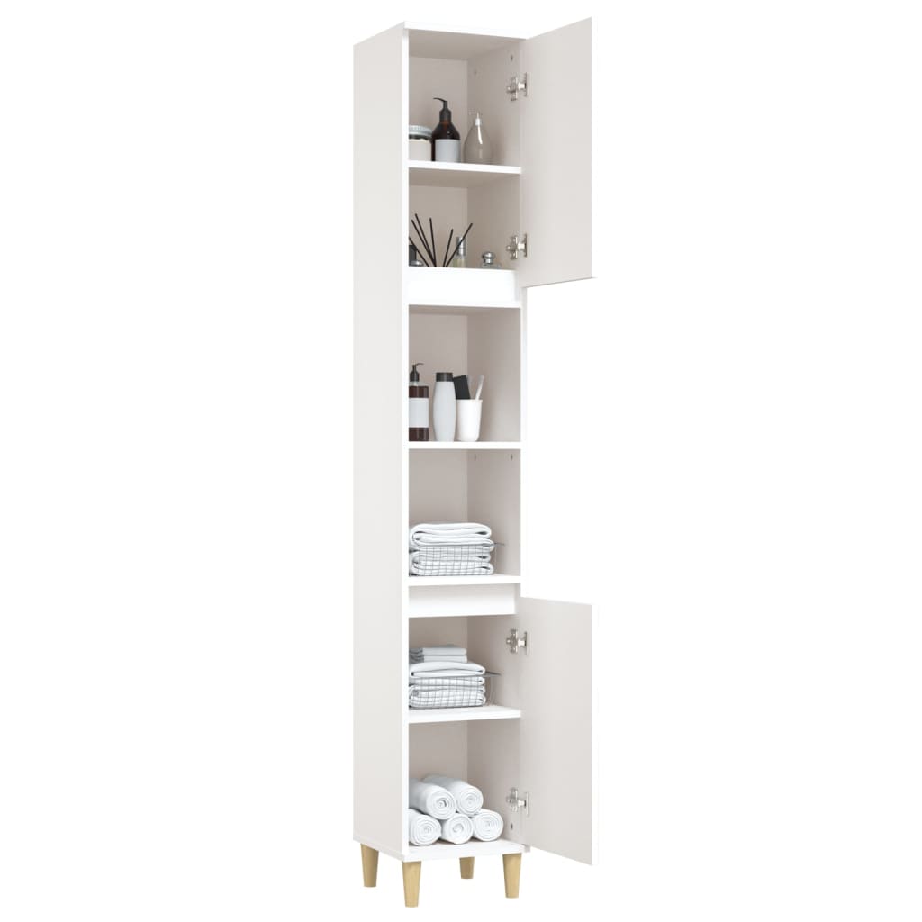Bathroom cabinet, white, 30x30x190 cm, processed wood