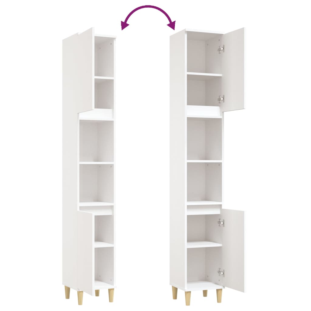 Bathroom cabinet, white, 30x30x190 cm, processed wood
