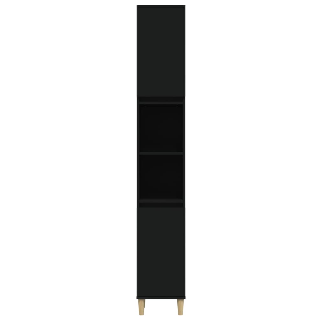 Bathroom cabinet, black, 30x30x190 cm, processed wood