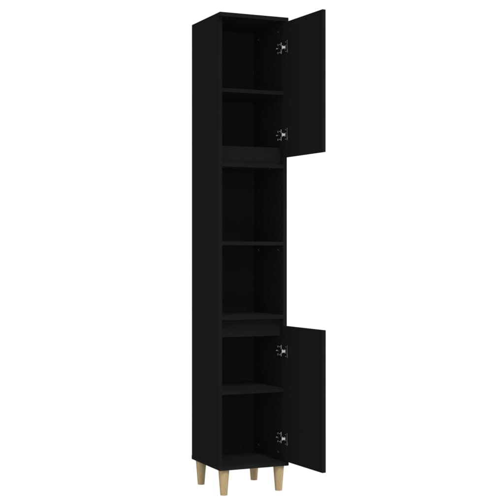 Bathroom cabinet, black, 30x30x190 cm, processed wood
