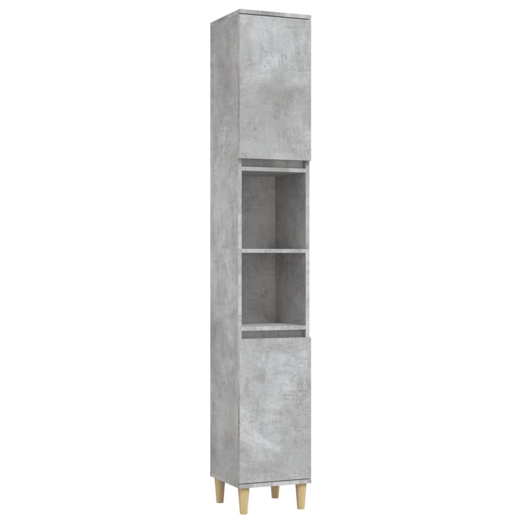 Bathroom cabinet, concrete gray, 30x30x190 cm, processed wood
