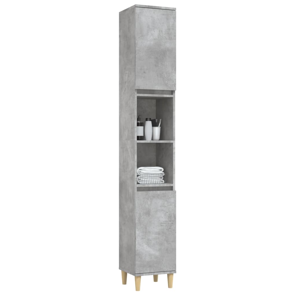 Bathroom cabinet, concrete gray, 30x30x190 cm, processed wood