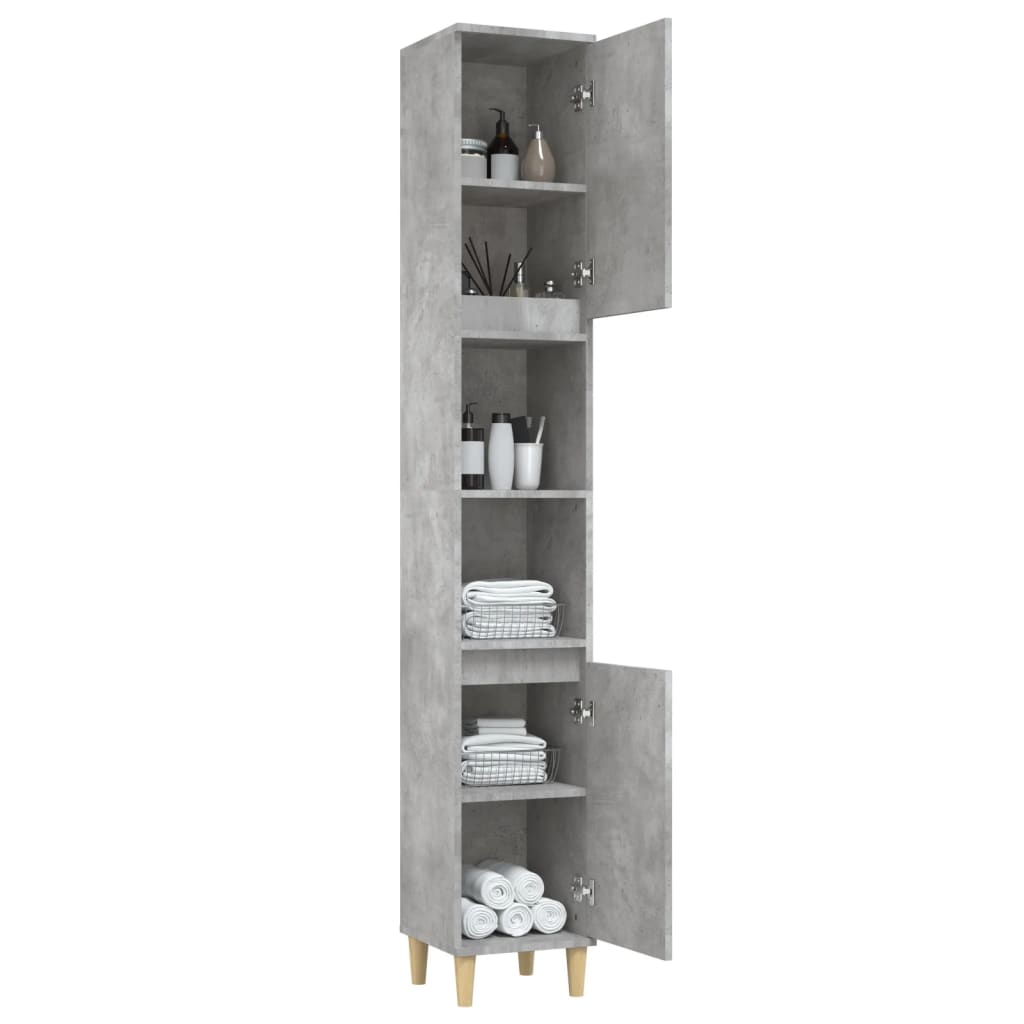 Bathroom cabinet, concrete gray, 30x30x190 cm, processed wood