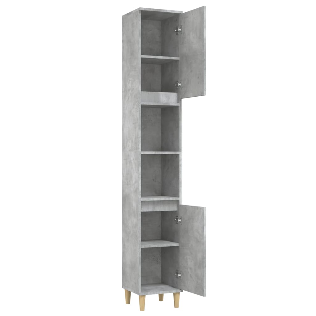 Bathroom cabinet, concrete gray, 30x30x190 cm, processed wood