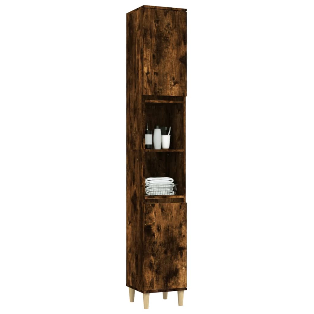 Bathroom cabinet, smoked oak, 30x30x190 cm, processed wood