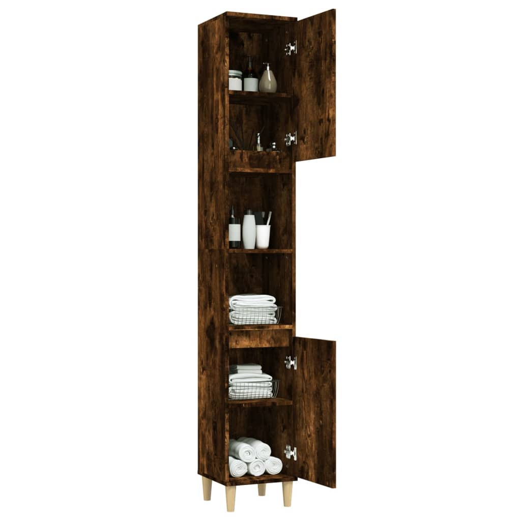 Bathroom cabinet, smoked oak, 30x30x190 cm, processed wood