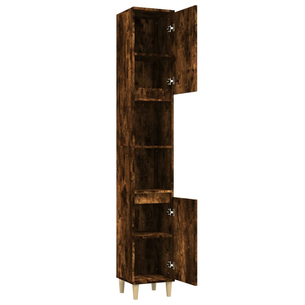 Bathroom cabinet, smoked oak, 30x30x190 cm, processed wood