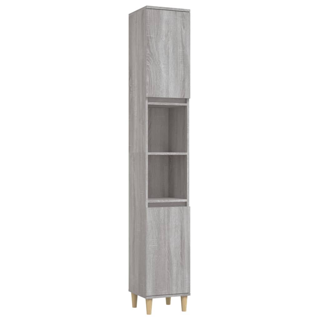 Bathroom cabinet, sonoma grey, 30x30x190 cm, processed wood