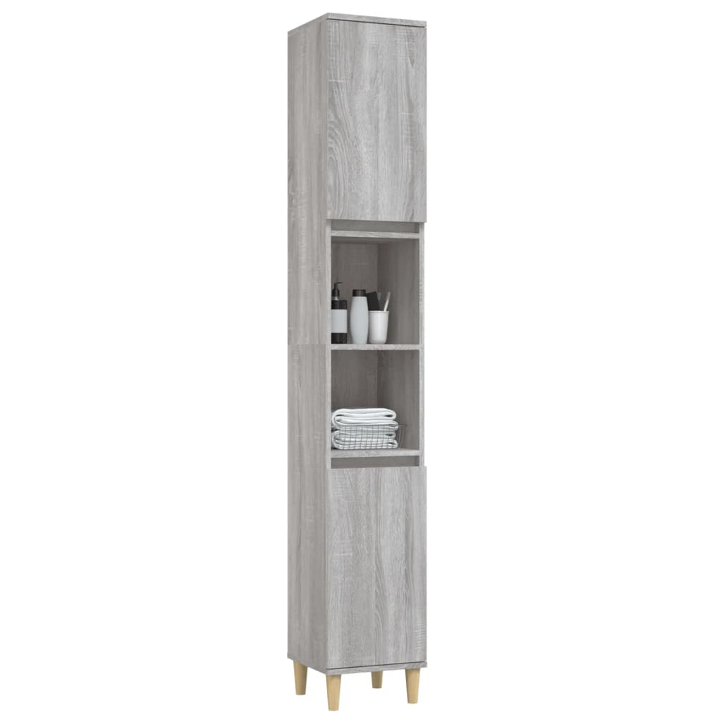 Bathroom cabinet, sonoma grey, 30x30x190 cm, processed wood