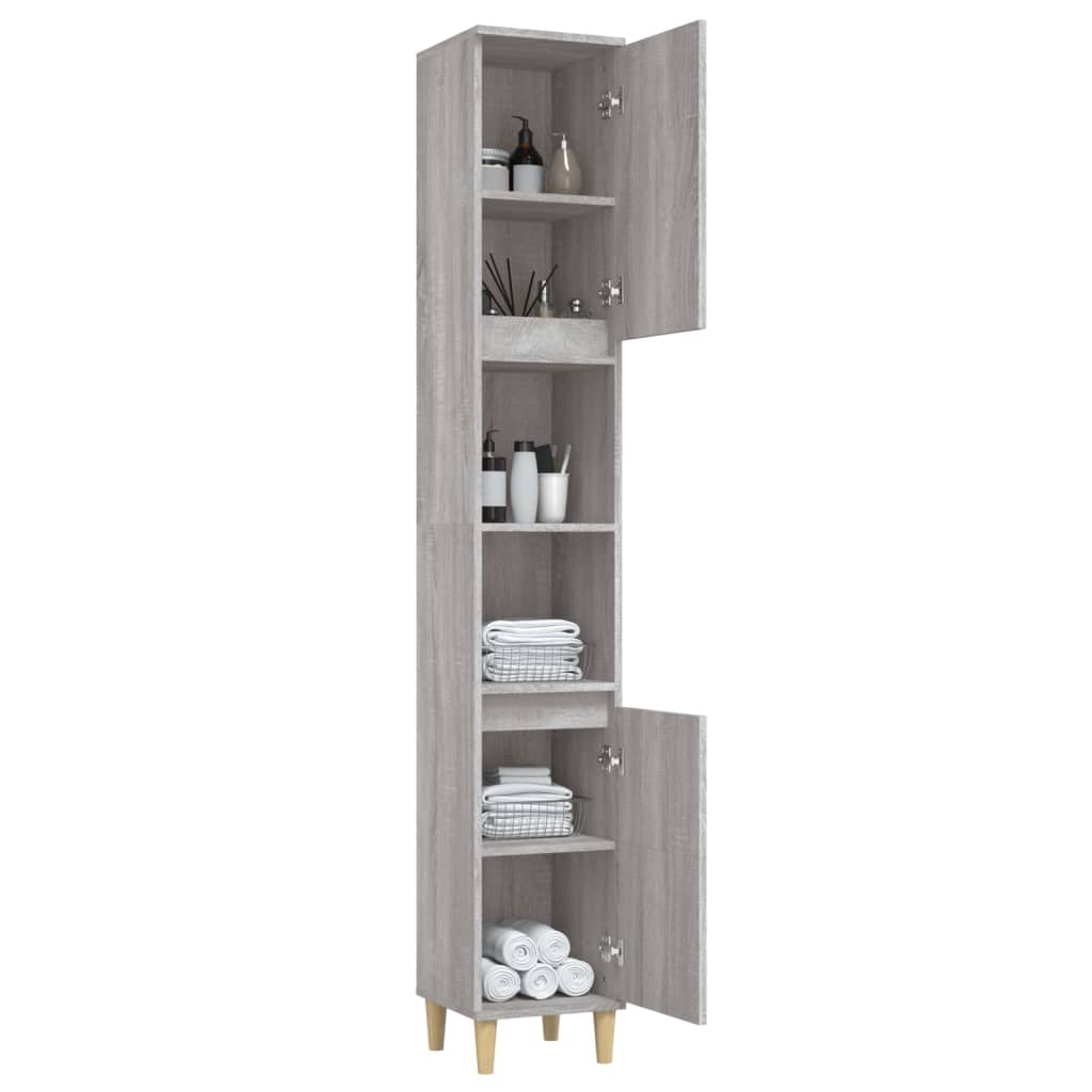 Bathroom cabinet, sonoma grey, 30x30x190 cm, processed wood