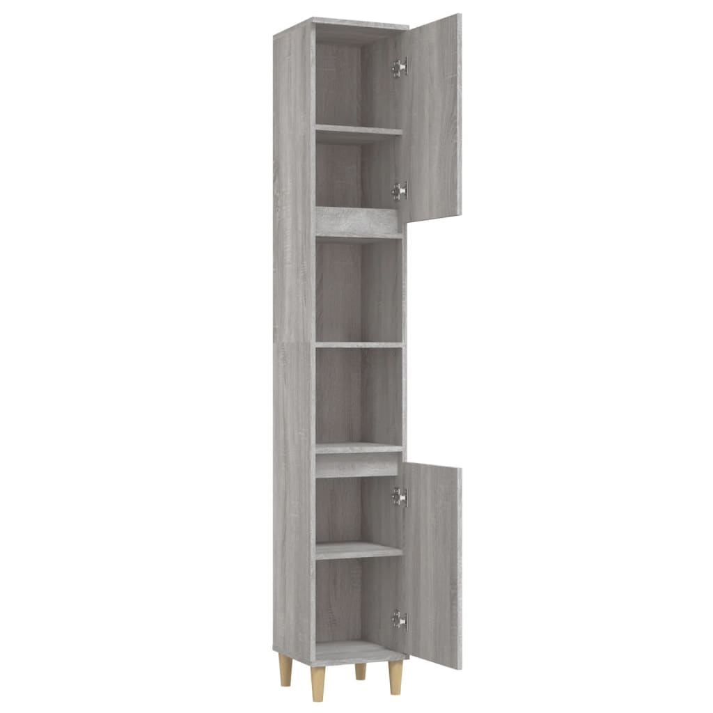 Bathroom cabinet, sonoma grey, 30x30x190 cm, processed wood