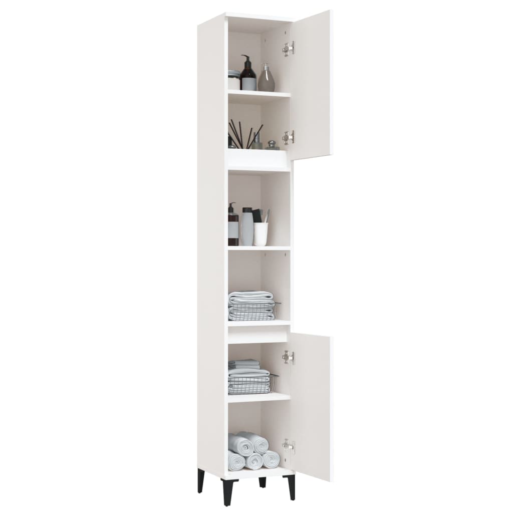 Bathroom cabinet, white, 30x30x190 cm, processed wood