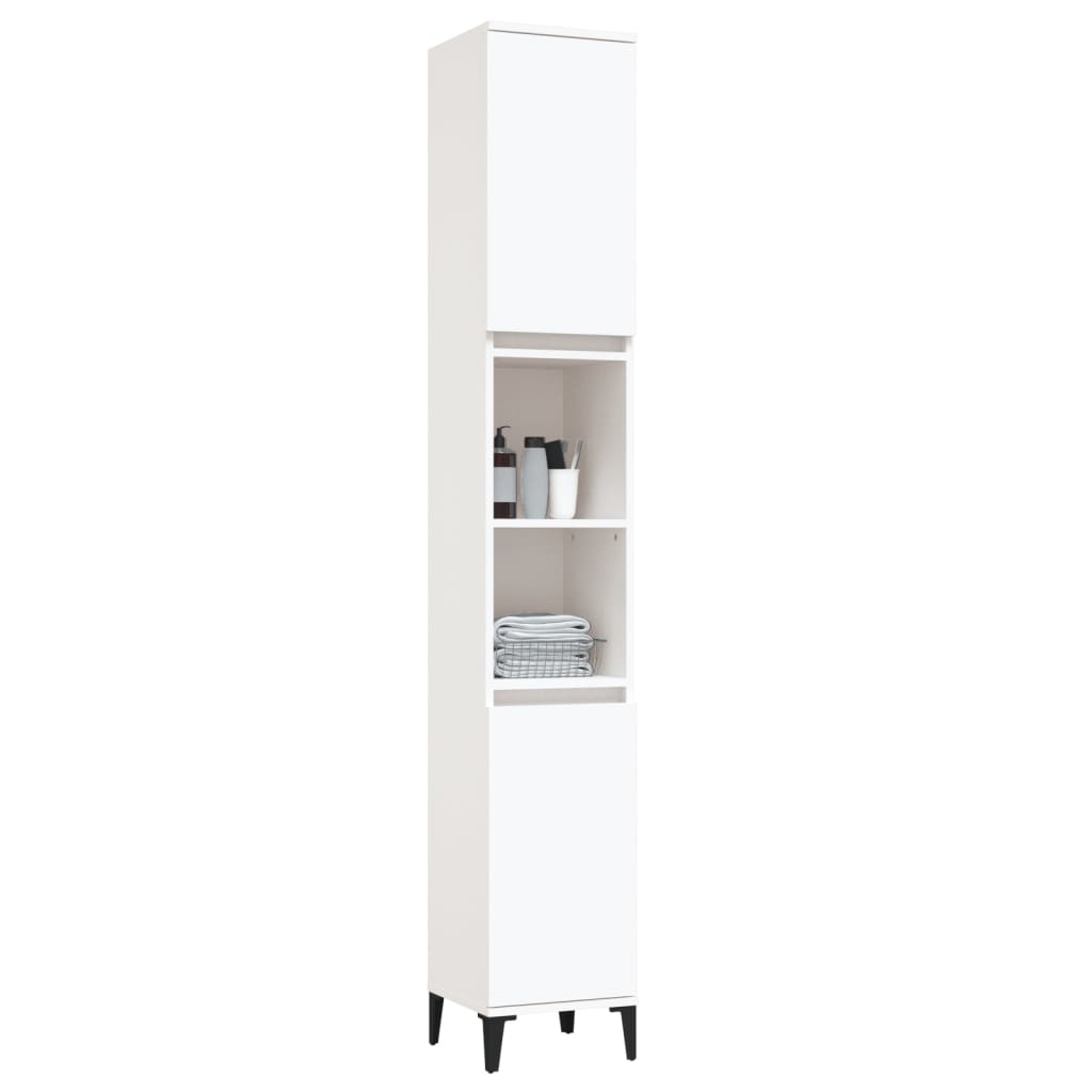 Bathroom cabinet, white, 30x30x190 cm, processed wood