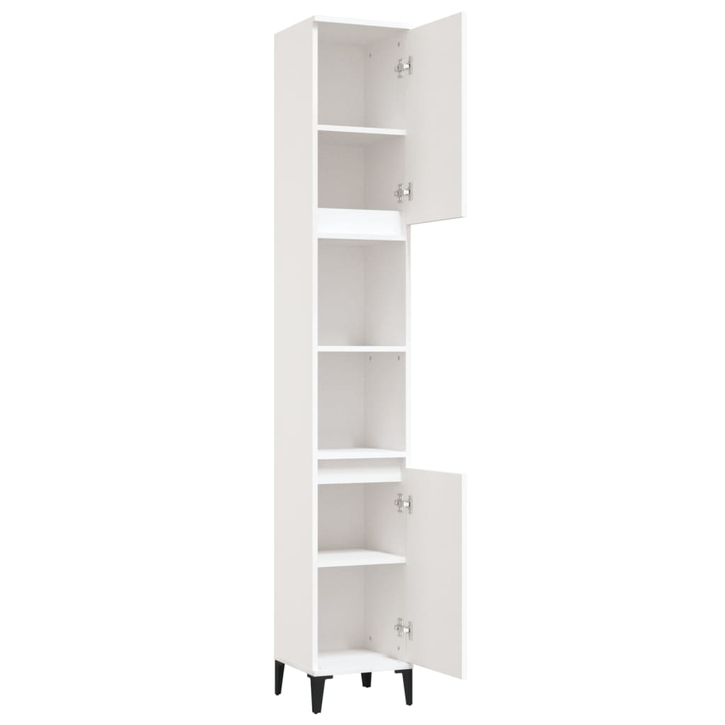 Bathroom cabinet, white, 30x30x190 cm, processed wood