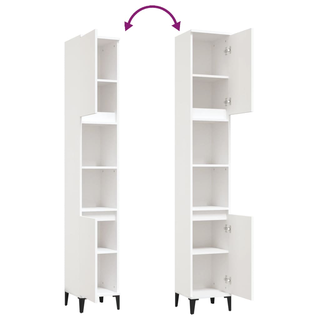 Bathroom cabinet, white, 30x30x190 cm, processed wood