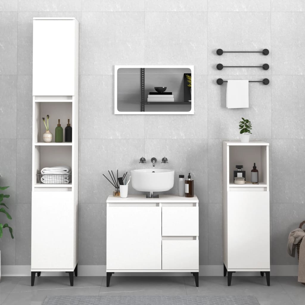 Bathroom cabinet, white, 30x30x190 cm, processed wood