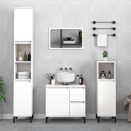 Bathroom cabinet, white, 30x30x190 cm, processed wood