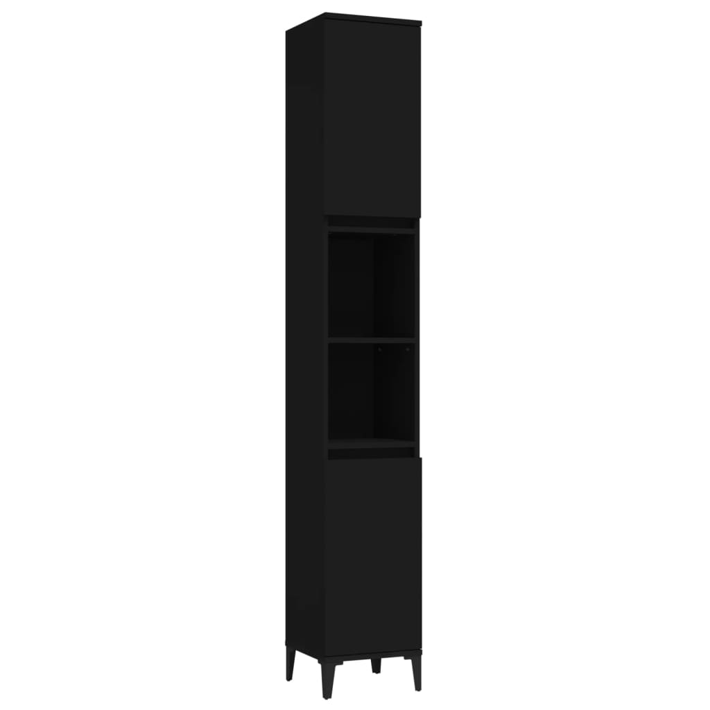 Bathroom cabinet, black, 30x30x190 cm, processed wood