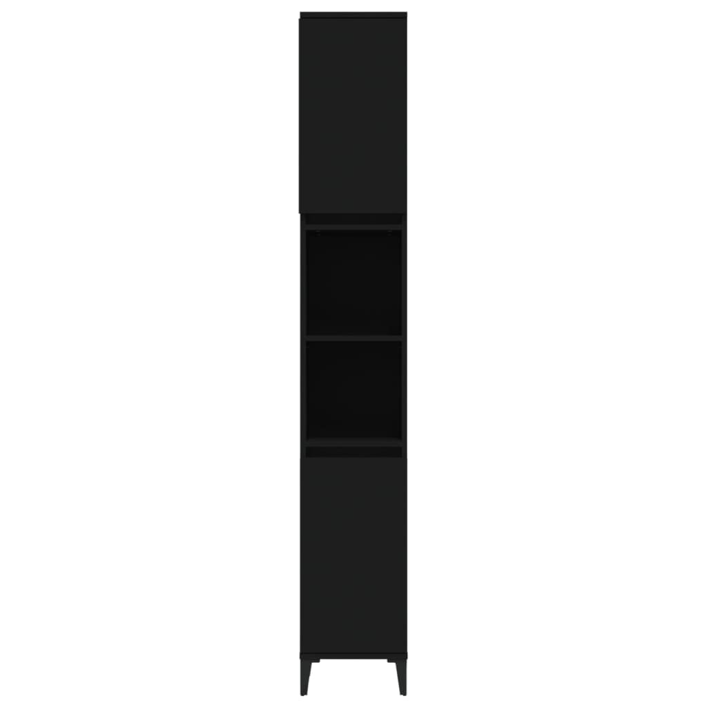 Bathroom cabinet, black, 30x30x190 cm, processed wood