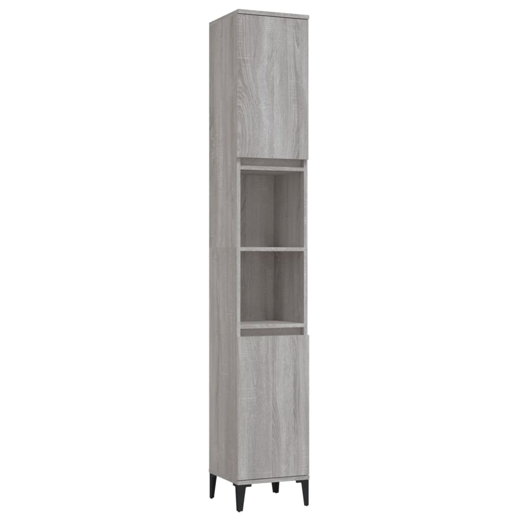 Bathroom cabinet, sonoma grey, 30x30x190 cm, processed wood
