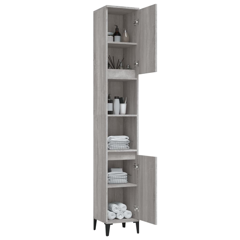 Bathroom cabinet, sonoma grey, 30x30x190 cm, processed wood
