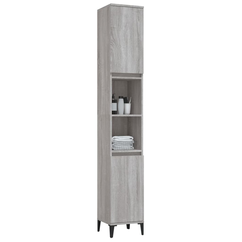 Bathroom cabinet, sonoma grey, 30x30x190 cm, processed wood