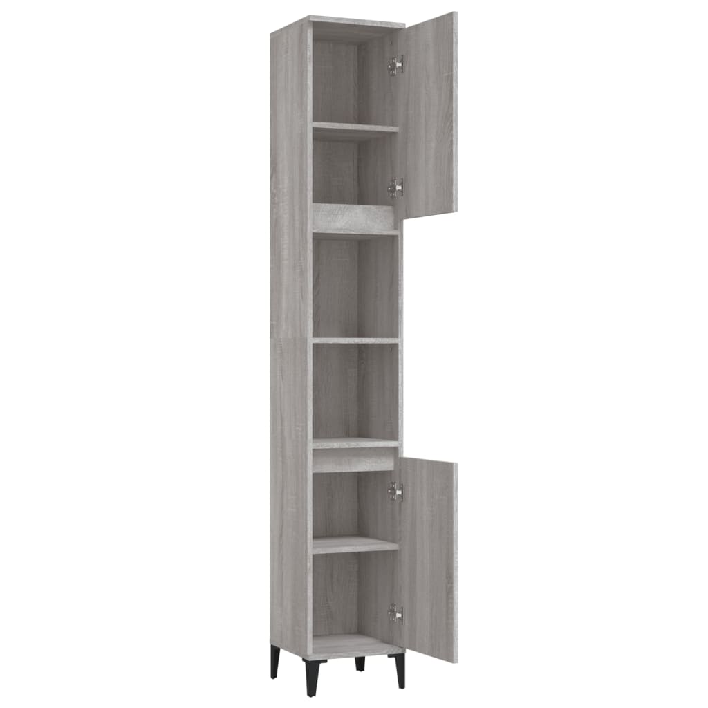 Bathroom cabinet, sonoma grey, 30x30x190 cm, processed wood