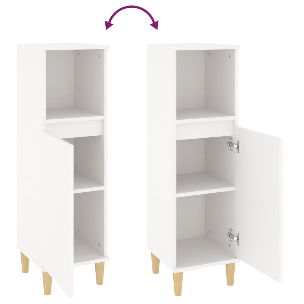 Bathroom cabinet, white, 30x30x100 cm, processed wood