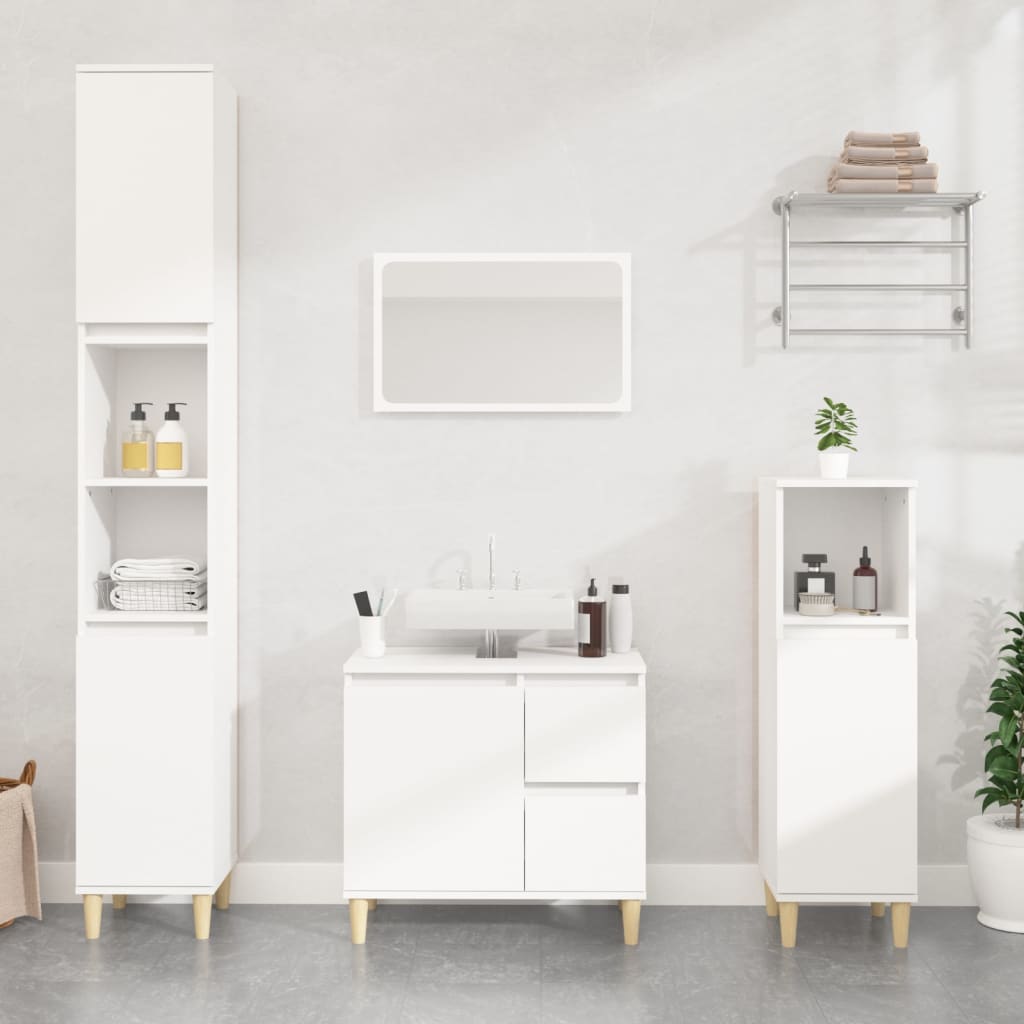 Bathroom cabinet, white, 30x30x100 cm, processed wood