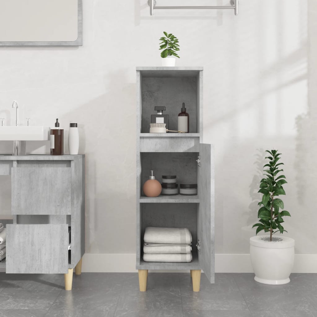 Bathroom cabinet, concrete gray, 30x30x100 cm, processed wood
