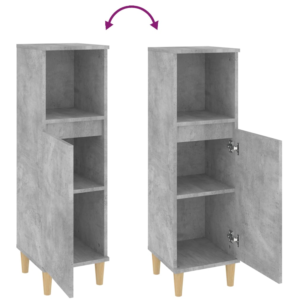 Bathroom cabinet, concrete gray, 30x30x100 cm, processed wood