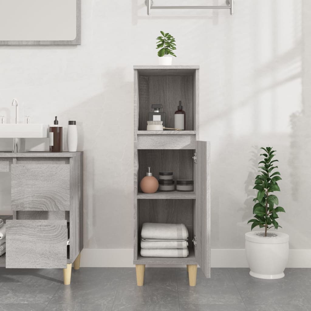 Bathroom cabinet, sonoma grey, 30x30x100 cm, processed wood