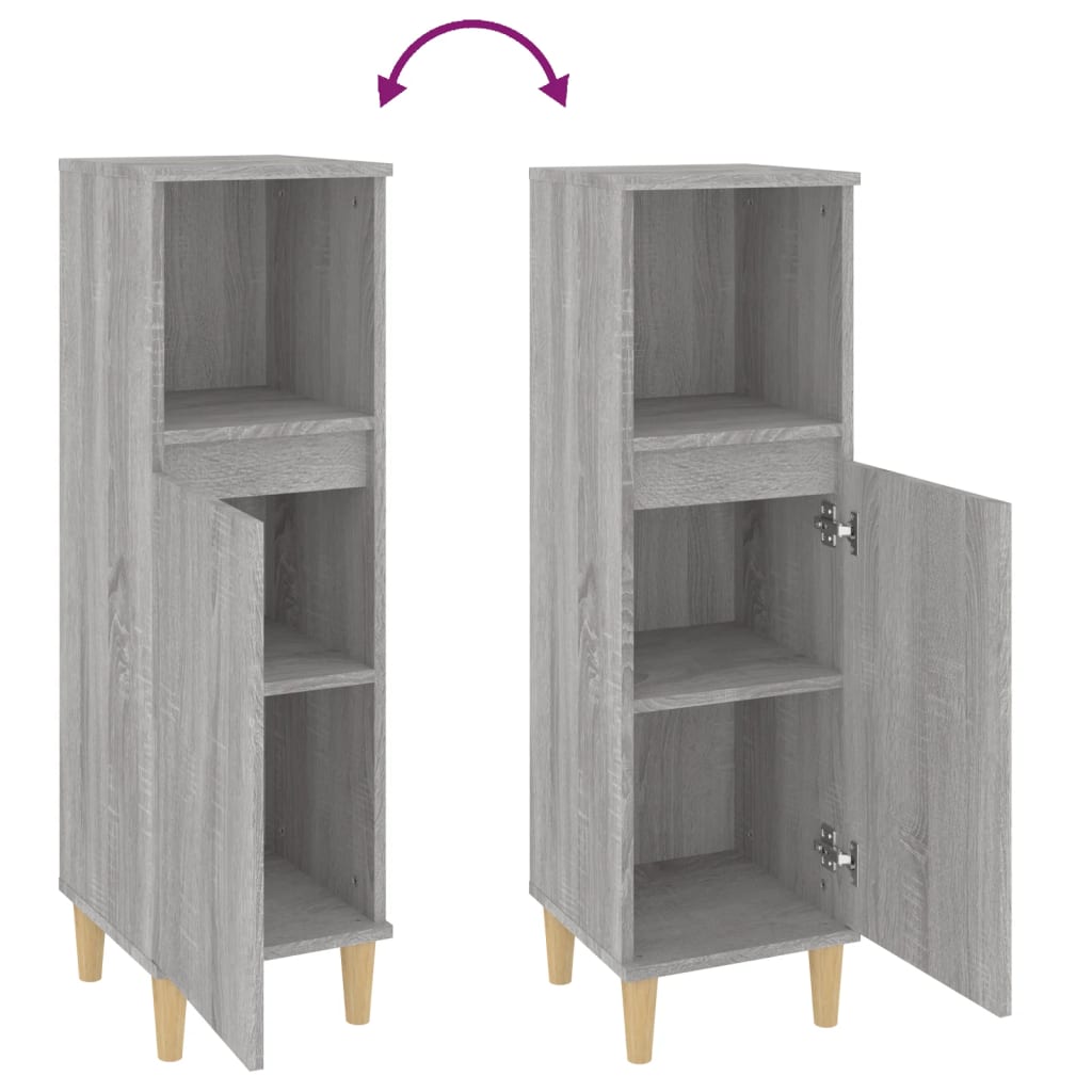 Bathroom cabinet, sonoma grey, 30x30x100 cm, processed wood