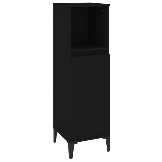 Bathroom cabinet, black, 30x30x100 cm, processed wood