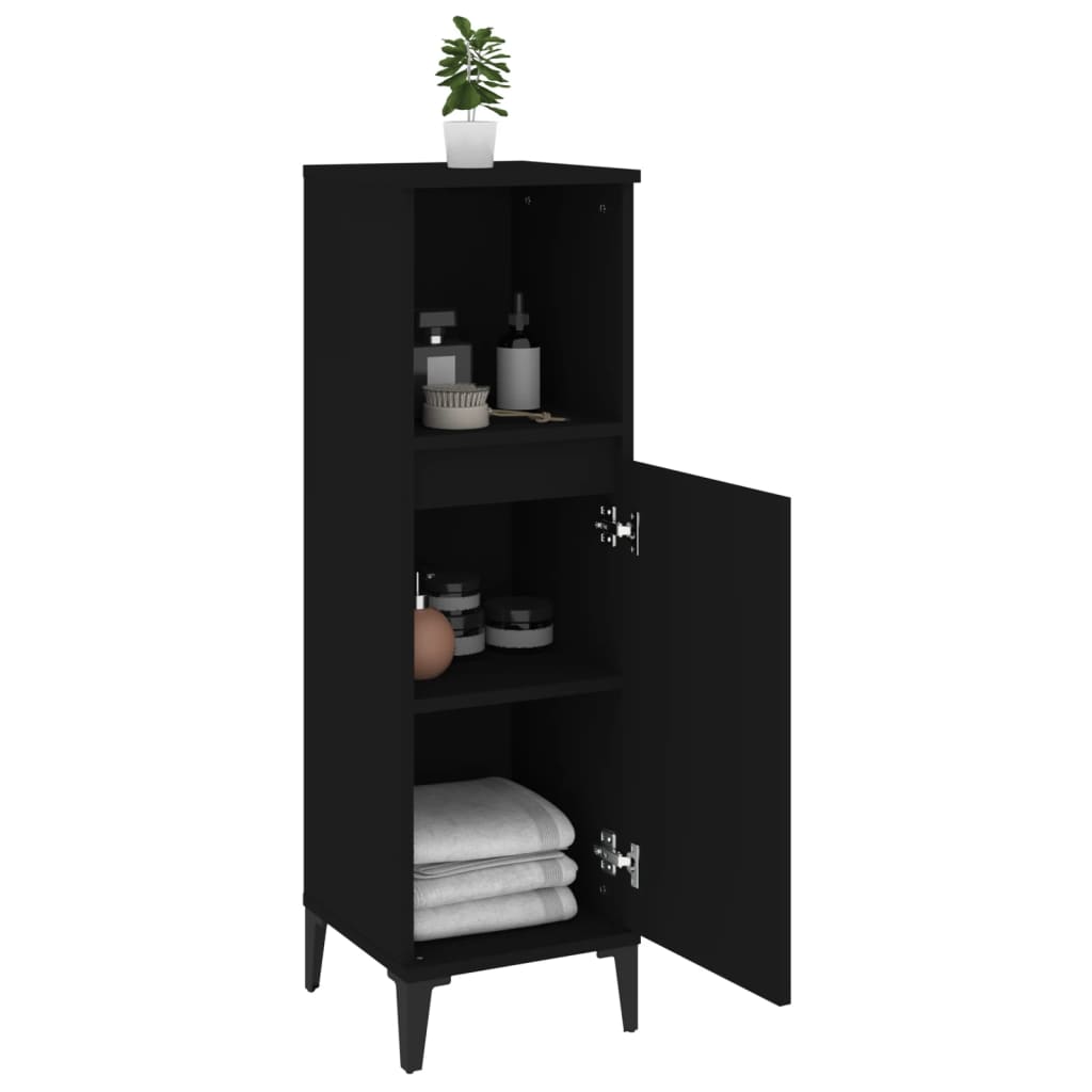 Bathroom cabinet, black, 30x30x100 cm, processed wood